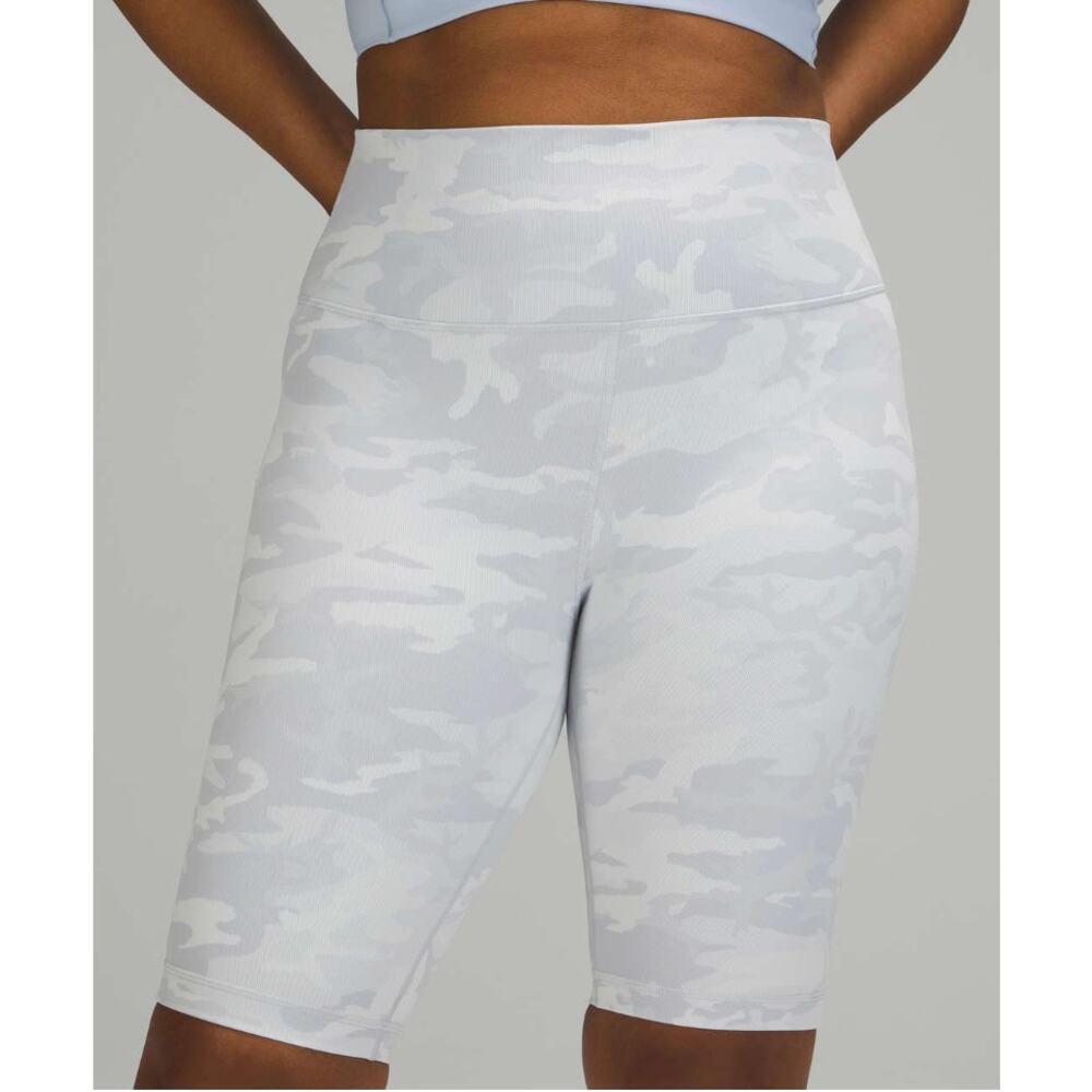 14 XL 10" inseam Lululemon Wunder Under Short Ribbed Incognito Camo Alpine White